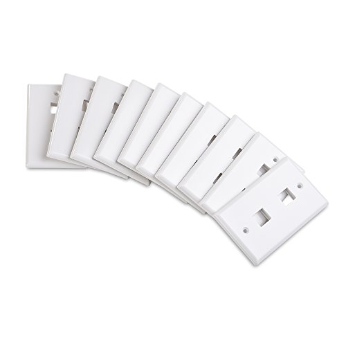 Cable Matters 10Pack Low Profile 2Port Keystone Jack Wall Plate, RJ45