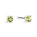 Tiny Birthstone Gemstone Post Stud Earrings in Sterling Silver | Multiple Color Choices & Sizes | Birthday Earrings for Women (3mm, August | Lime Green Peridot)