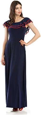 navy and red maxi dress
