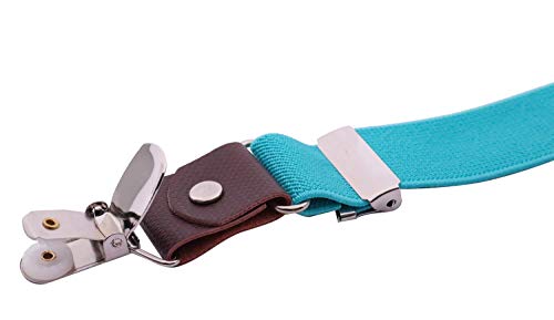 ORSKY Males' Bow Tie and Suspenders Set Adjustable Elastic 47" Teal