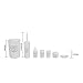 7-Piece Paris Bathroom Set (White), By Home Basics | Made From Plastic | Includes Tumbler, Toothbrush Holder, Soap Dish, Lotion Dispenser, Cotton Ball Holder, Toilet Brush Holder, and Wastebasket