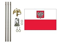 Poland with Eagle 3x5 ft Outdoor Flag and Flag Pole
