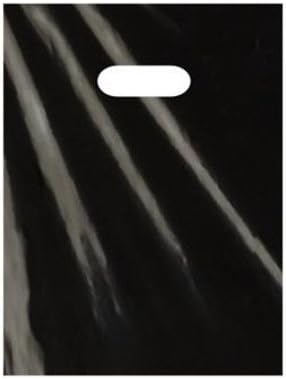 Small 1000 Black Low Density Merchandise Bag Thick Glossy Finish Die Cut Handles