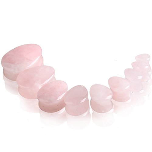 HQLA 2 Pairs Amazonite/Rose Quartz Natural Stone Teardrop Plug Tunnels Ear Gauges Body Piercings,4g-5/8 (5mm-16mm) (1"(25mm)) - Thumbnail 2
