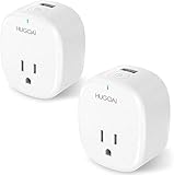 Smart Plug, HUGOAI WiFi Smart Outlet, Works with Alexa, Google Home & IFTTT, No Hub Required, ETL Listed, Remote Control Smart Home Devices, Smart Socket Only 2.4GHz WiFi (USB-2 Pack)