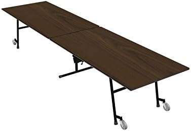 23M Easy Folding Mobile School Table, Walnut/Black, 29x36x144, Cafeteria Breakroom