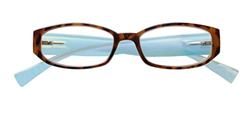 Wink Fancy Tort Face Reading Glass with Aqua Temples and Suede Case, +1.50, 0.200 Ounce