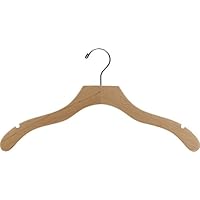 The Great American Hanger Company Wavy Wood Top Hanger, Box of 100 Space Saving 17 Inch Wooden Hangers w/Natural Finish & Chrome Swivel Hook & Notches for Shirt Jacket or Dress