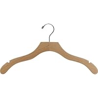 The Great American Hanger Company Wavy Wood Top Hanger, Box of 100 Space Saving 17 Inch Wooden Hangers w/Natural Finish & Chrome Swivel Hook & Notches for Shirt Jacket or Dress