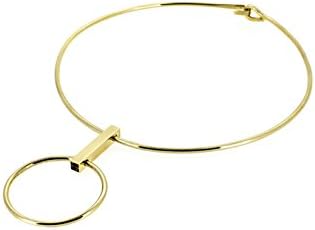 crazy jewerly Women's Lariat Bar Necklace Gold-Tone Circle choker (gold necklace)
