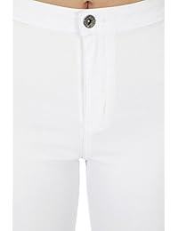 muselooks cintura alta para dama Skinny Slim Fit sólido Stretch 2 bolsillo sarga pantalones