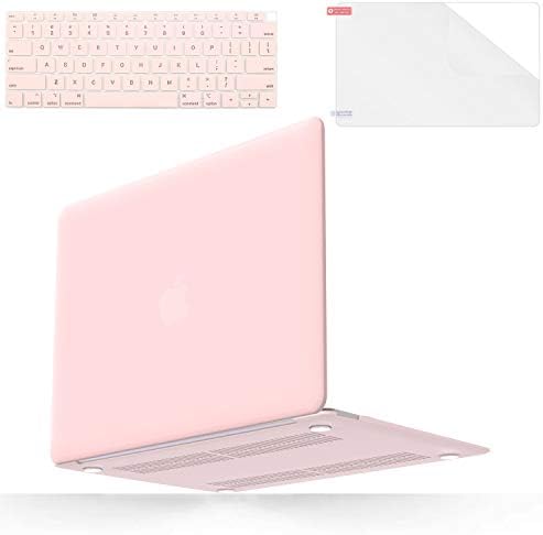 AKIT MacBook Pro 13 inch Case 2019 2018 2017 2016 Release A2159 A1989 A1706 A1708, Rubber Coated Hard Shell Case and Keyboard Skin Cover for Apple MacBook Pro 13, Light Pink