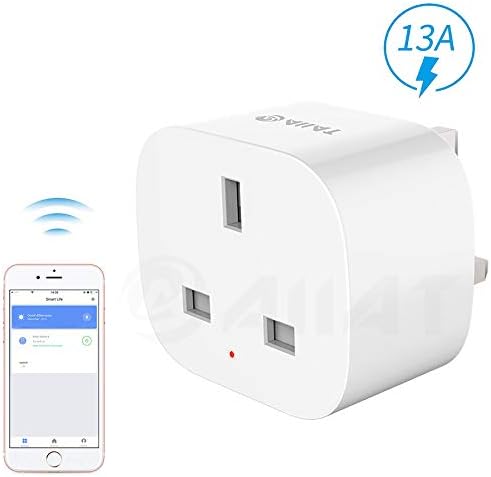 13A Smart Plug, Mini Alexa Plug Socket Remote Control Your Home Anywhere and Anytime, WiFi Timer Plug Compatible with Alexa, Google Assistant and IFTTT, No Hub Required AIIAT UK Plug (1)