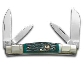 Hen and Rooster Green Pick Bone Congress Pocket Knife Knives