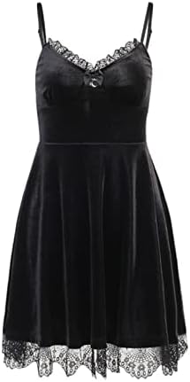 midi goth dress sleeveless lace up v neck Amazon.com: Womens Velvet Mini Dress Sleeveless V Neck Cute Party Gothic  Lace Dress Halloween A-Line Dresses Small : Clothing, Shoes & Jewelry