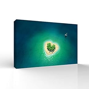 Canvas Wall Art for Living Room,Bedroom Home Artwork Paintings Heart-Shaped Island Ready to Hang - 12x18 inches