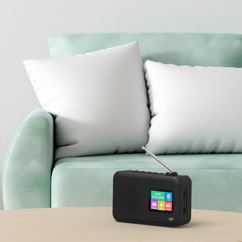 LFF Digital Radio DAB Small Digital FM Radio with DAB+ and Bluetooth, Colour Display, Battery or Cable Function - Black