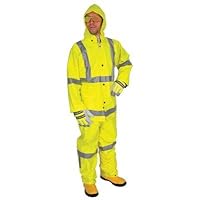 River City Rainwear Co 2083SRXL PVC and Polyester Rain Suit with Welded Seams, Storm Flap Over Snap Front Closure, 0.38 mm, X-Large, Fluorescent Lime Luminator