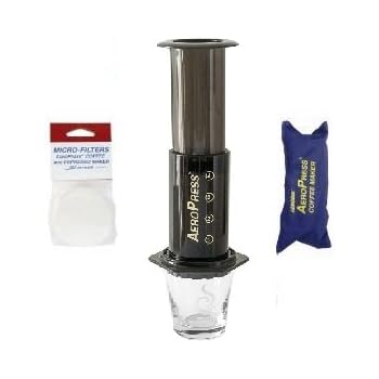 AeroPress Coffee and Espresso Maker with zippered nylon tote bag with bonus 350 Micro Filters