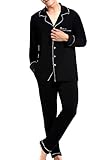 Mens Pajama Sets Long Sleeve Shirts With Elastic Waist Pj Pants by Nora Twips(XS-XL)