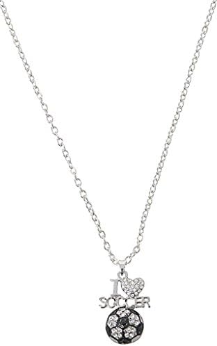 Football Rhinestone Charming Chain Pendant Necklace - Silver NoSize