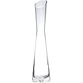 ericotry Transparent Glass Flower Vase Hand-Made Blown Art Bud Vase Single Stem Oblique Mouth Vase for Home Office Wedding Decoration (20cm)