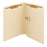 Smead End Tab Fastener File Folder with Antimicrobial Product Protection, Shelf-Master® Reinforced Straight-Cut Tab, 2 Fasteners, Letter Size, Manila, 50 per Box (34116)