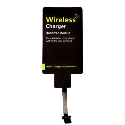 iDOO Ultra Slim Qi Wireless Charging Receiver Module for Most Android Phones with Micro USB port - Narrow interface upwards, wide interface downwards (USB Port Location: in the middle of bottom)