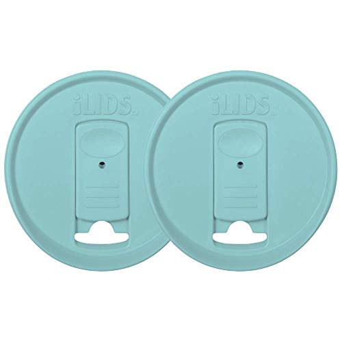 iLIDS Mason Jar Drink Lid, Wide Mouth, USA Made, Seafoam, Pack of 2