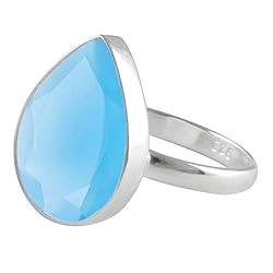 SURYAGEMS Genuine Faceted Blue Chalcedony Pear