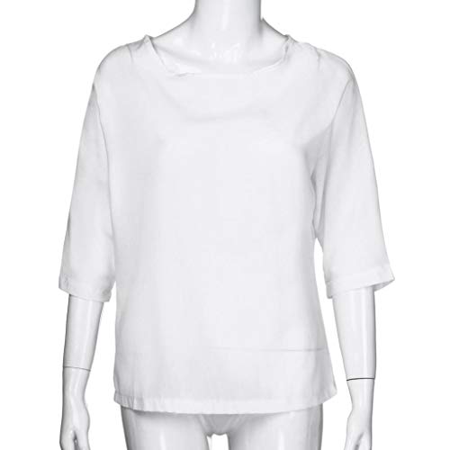 Orangeskycn Women Pullover O-Neck Plus Size Solid 3/4 Sleeve Shirt Tops