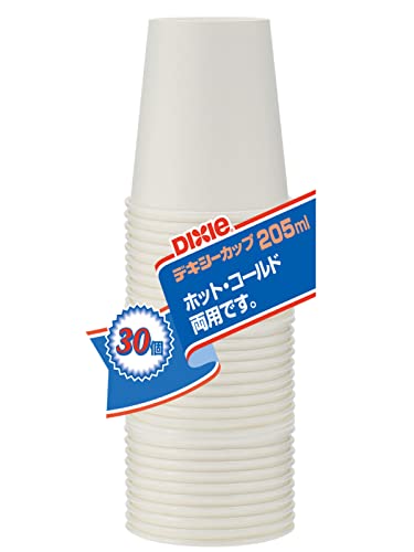 日本デキシー 紙コップ 7オンス 205ml ホワイト 30個入 ホット・コールド両用 使い捨て エコノウエア KHN307EA