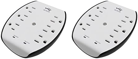 YOPI 2PK 6 Outlets Wall Mount Surge Protector with 2.1A High Speed Dual USB Ports for Charging Iphone Samsung Ipad tablet PC