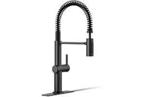 KOHLER Clarus Semi-Professional Single-Handle Pull-Down Sprayer Kitchen Faucet, Matte Black, Three-Function Sprayhead with Sw