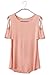 Women's Casual Summer Short Sleeve Loose Strappy Cold Shoulder Tops Basic T Shirts Blouses Blush X-Large