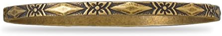 Oxidized Brass 4mm Bangle Bracelet, 8 inch around, Floral and Diamond Pattern