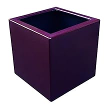 Maceta de Fibra de Vidrio Cúbica Marrón