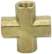 LTWFITTING Brass BSP Pipe Female Cross Fitting 1/8-Inch BSPP 4 Way Fuel Air Water (Pack of 5), 1/8" BSPP Female Cross