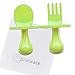 Grabease First Self Feed Baby Utensils - Anti-Choke, BPA-Free Baby Spoon and Fork Toddler Utensils with Pouch Set - Toddler Silverware for Baby Led Weaning Ages 6 Months+, Green primary