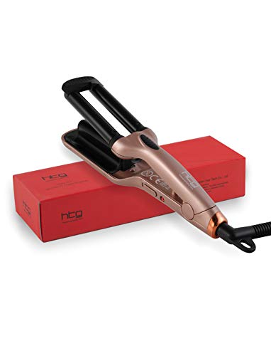 HTG Travel Wave Iron Travel Hair Waver for Travel Beach Waver Hair Curling Curling Wand Iron Ceramic Roller Styling tools 110V-240V Worldwide Use Mini Curling Iron Hair Waver Wave Styler HT050 (Gold)