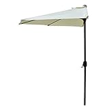 Sundale Outdoor 9 Feet Steel Half Patio Umbrella with Crank, 5 Steel Ribs (Light Yellow)