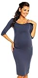 Zeta Ville Maternity - Women's Pregnancy Bodycon Jersey Dress ¾ Sleeves - 939c