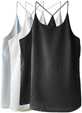 Wantschun Womens Silk Satin Camisole Cami Plain Strappy Vest Top Sleeveless Blouse Tank Shirt