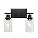 MELUCEE 2-Light 14 Inch Black Wall Sconce Industrial Vintage with Clear Glass Shade and Metal Base, Bathroom Vanity Lights Hallway Light Fixture Sconces Wall Lighting (Patent No.: US D963914 S)