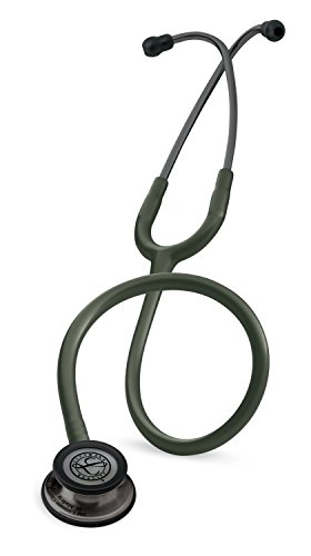 3M Littmann Classic III Stethoscope, Smoke-Finish, Dark Olive Green Tube, 27 inch, 5812