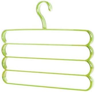 Standard Hangers Closet Multi-use 4 Layers Clothes Hanger Holder Trousers Scarves Pants Shelf Organiser PS Plastic Green 1 Pcs