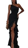 BTFBM 2019 Women’s One Shoulder Split Bodycon Mermaid Evening Cocktail Long Dress