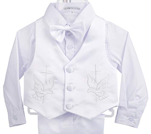 Lito Angels Baby Jongens Satijn Doop Outfit Formeel Wit Pak met Kap Vest Vlinderdas 5 Stukken Set Leeftijd 3-24 Maanden… - Image 5
