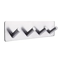 Lin-Wu-RR Self Adhesive Hook， Stainless Steel Wall Mounted Sticky Racks Tea Towel Holder Robe Coat Hat Hook Hanger Heavy Duty Waterproof and Oilproof for Kitchen Bathroom (D)