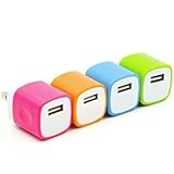 CELL-TECH® 4 Pack Premium Quality Two-Tone USB Travel Home 1.0 AMP Power Adapter Wall Charger Plug for iPhone 6/6 plus 5S 5 4S Samsung Galaxy S5 S4 S3 HTC One M8 LG G2 G3 w/ Easy Edge Grip Design (Random Color)